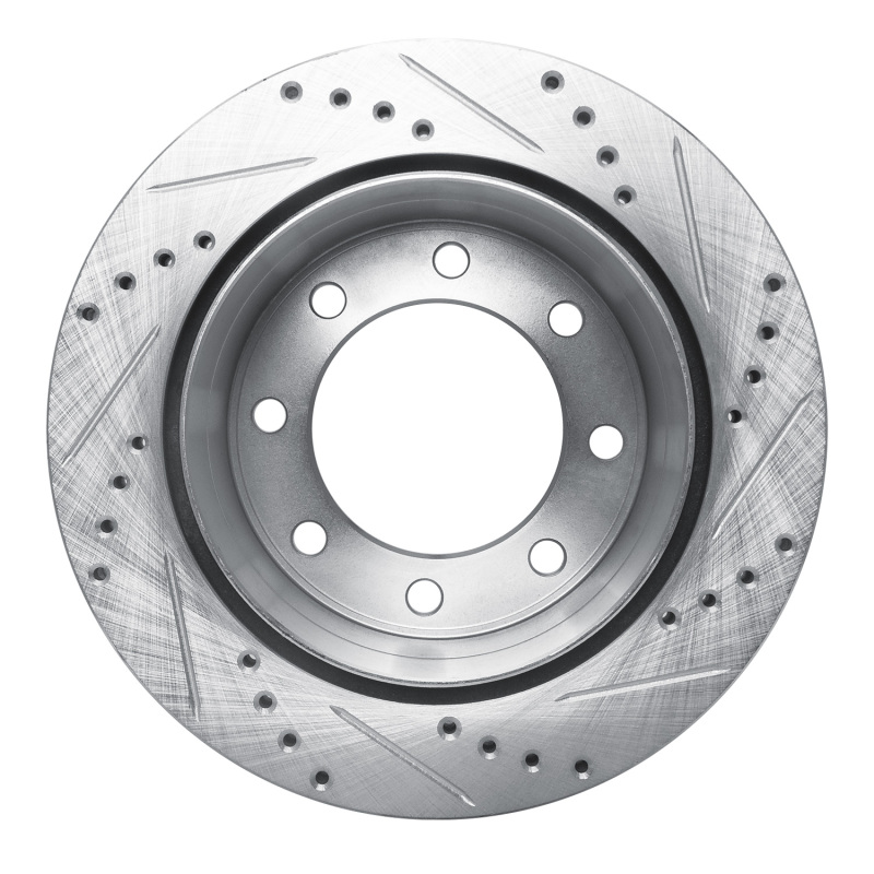 Chevrolet Express 3500 Brake Rotor (1) - Rear Left - R1 Concepts - Drilled & Slotted - Silver - `01-`10